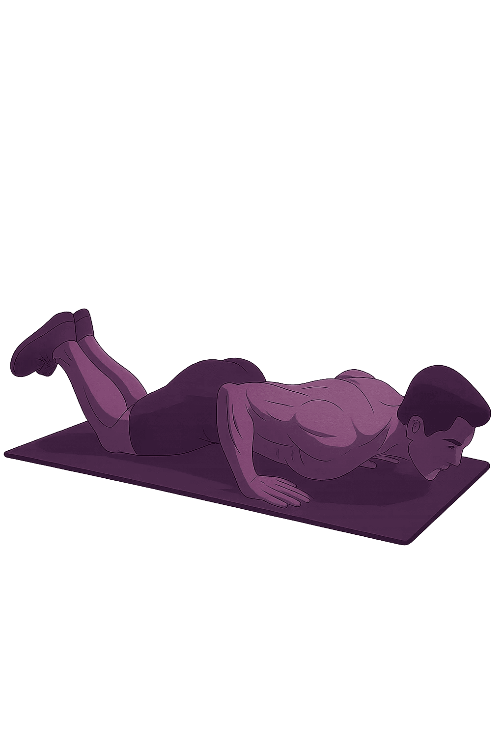 Knee push-up bottom position — chest close to floor, elbows ~45°, body straight from knees to head.